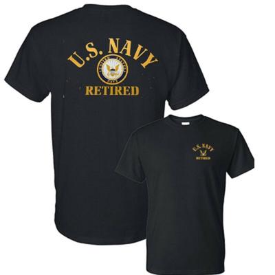 T-shirt z motywem patriotycznym dla emerytowanych żołnierzy marynarki wojennej Stanów Zjednoczonych z przodu i z tyłu