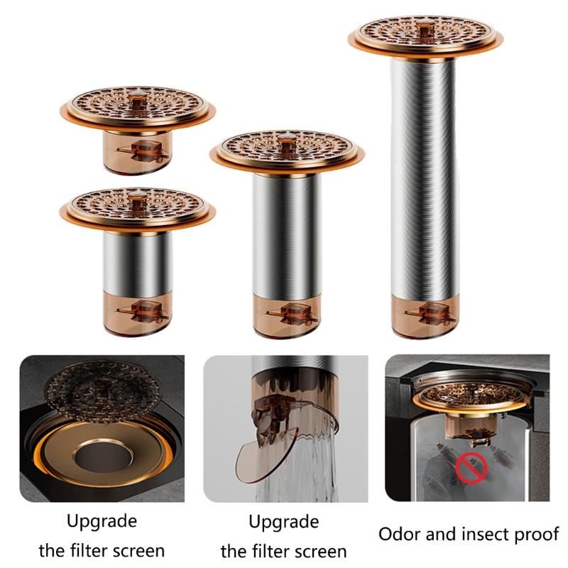 Extended Floor Drain Cores Antiodor Drainer Shower Strainer Cover AntiBlocking Round Floor Strainer Hair Catcher