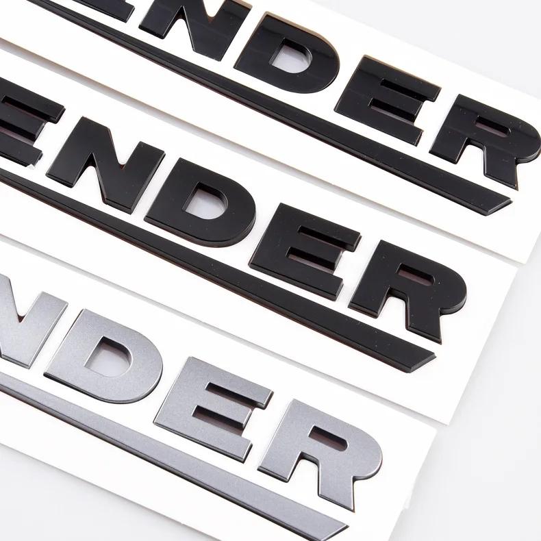 1X 3D Black Gray Silver ABS Lettering Badge Emblem 90 110 Tailgate Sticker Defender Trunk Decal Car Logo