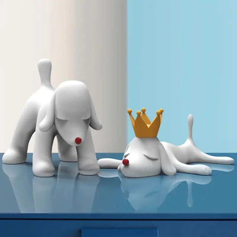 For Creative Dog Figurines Art Modern Nordic Miniatures Sculpture Aesthetic Elegant Sculptures Lonesome Dog Figurine Table Decor