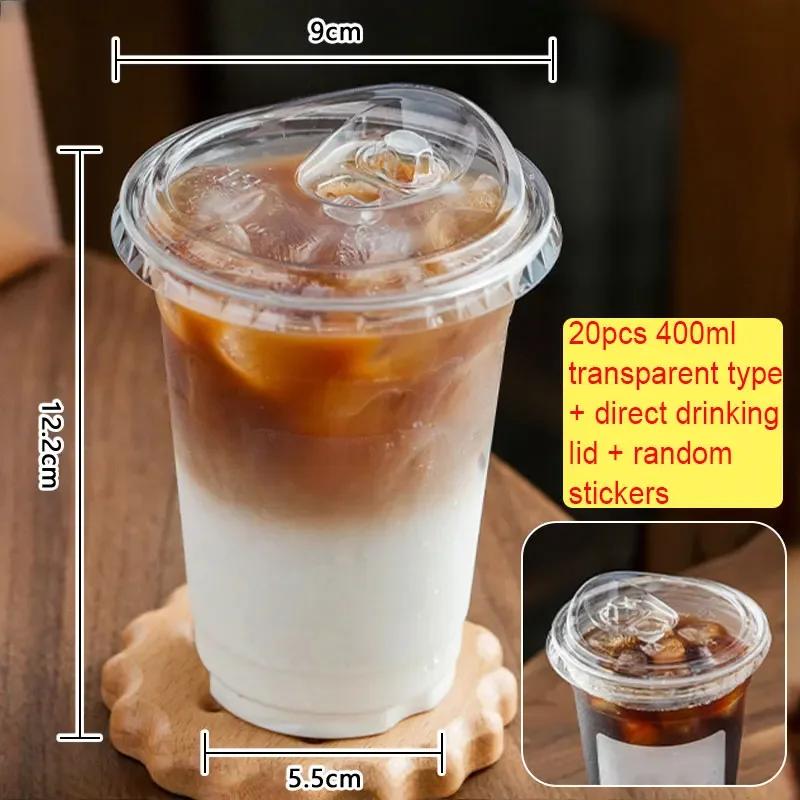 Disposable Coffee Cup INS Style Transparent Thickened Milk Tea Cup with Lids Suitable for Smoothies Cold Drinks Party Supplies