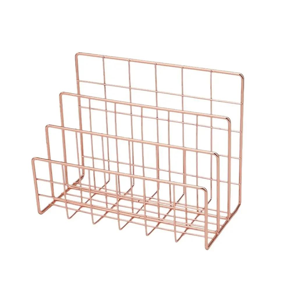 Multicolor Iron Bookshelf 3 Compartments Multi-porpose Book Rack Iron Art Hollow Magazine Organiser Shelf Home Decoration