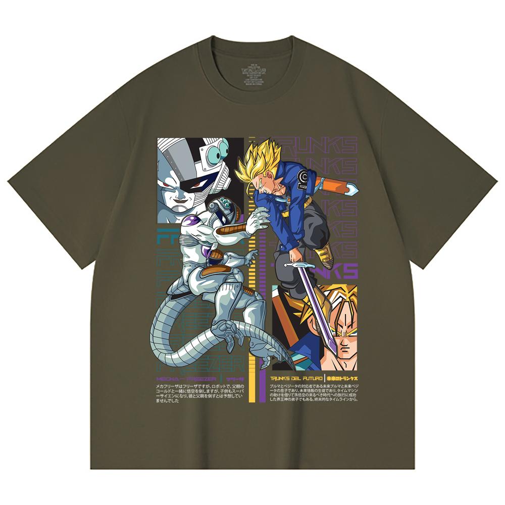 230 Gsm 100% Cotton Dragon Ball V50 Trunks Freeza Print Unisex Heavy Cotton T Shirt