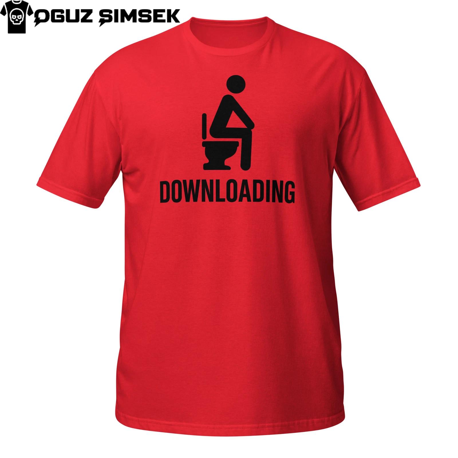 Funny Downloading Toilet T-Shirt Mens Womens Tees Top | Gag Gift for Men Women | Bathroom Humor Tee 4XL