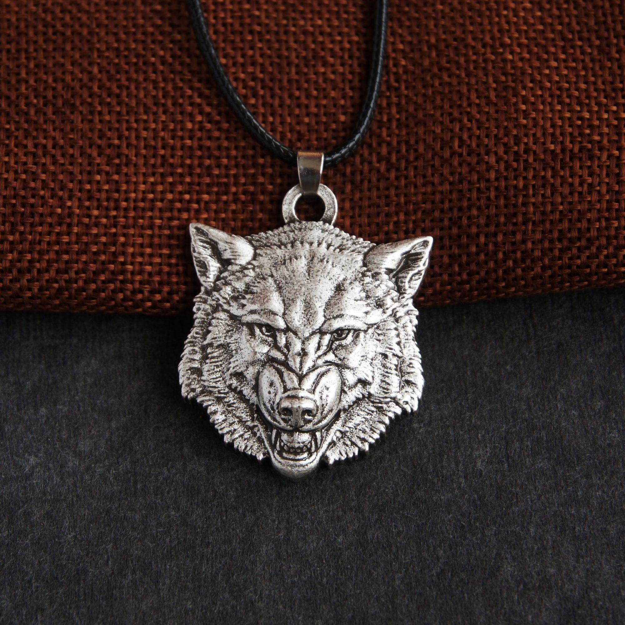 

Norse Mythology Wolf Head Necklace for Men Punk Charm Jewelry Gift Viking Style