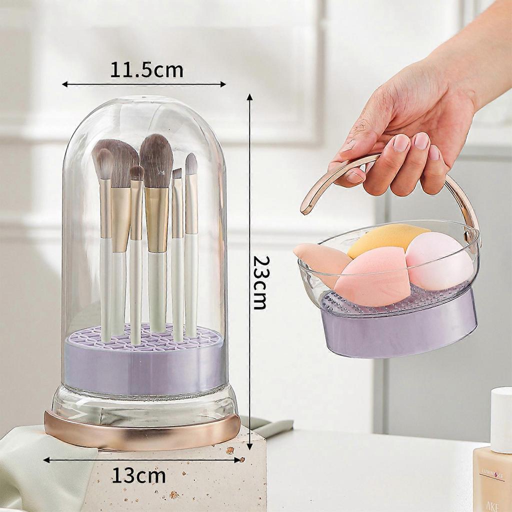 Makeup Brush Cleaning Mat and Easy To Dry with Upside Down, 3 In 1 Makeup Brush Holder Cosmetic Facial Brush
