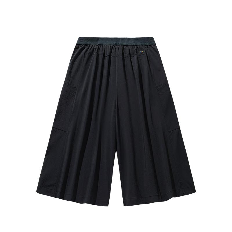 Anta Comfortable Simple Solid Color Versatile Loose Mid Waist Casual Pants Women Bottoms Black 162528508-2