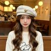 Spring and Autumn New Peach Heart Beret Women's Versatile Face Little Painter Hat Literary and Retro Octagonal Hat