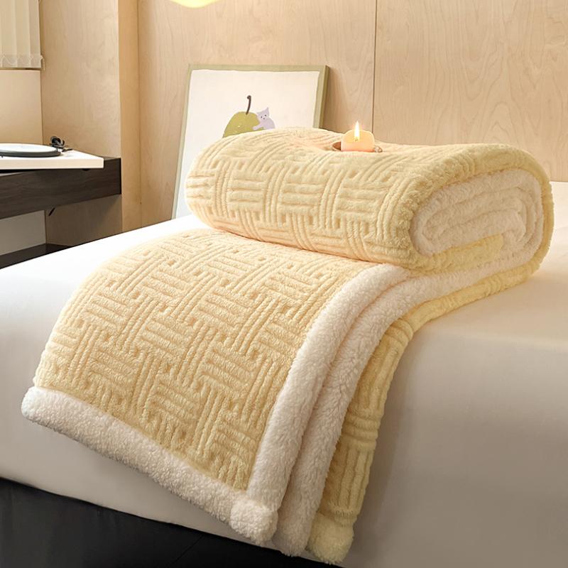 Vintage Double Layer Bed Blanket Plush Fleece Taffeta Velvet All Season Comfort Machine Washable Milk Velvet Soft Thick