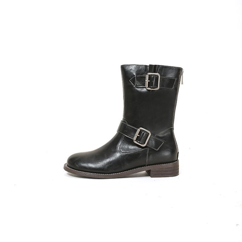 Thick-soled Martin boots women's boots autumn new short boots western cowboy boots medium knight boots