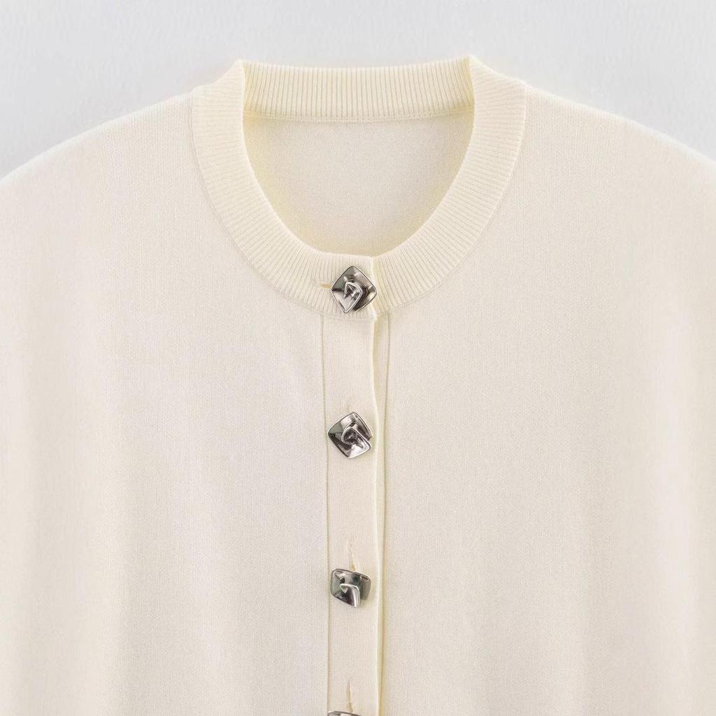 2025ZA Women's Spring/Fall Fashion Buttoned Knitted Cardigan & Skirt Set