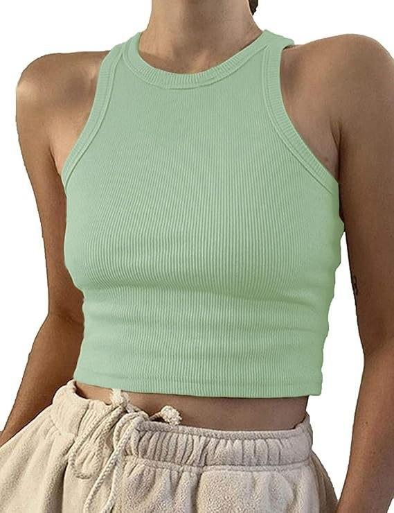 European & American Women's Spring/Summer Ribbed Sleeveless T-shirt Vest
