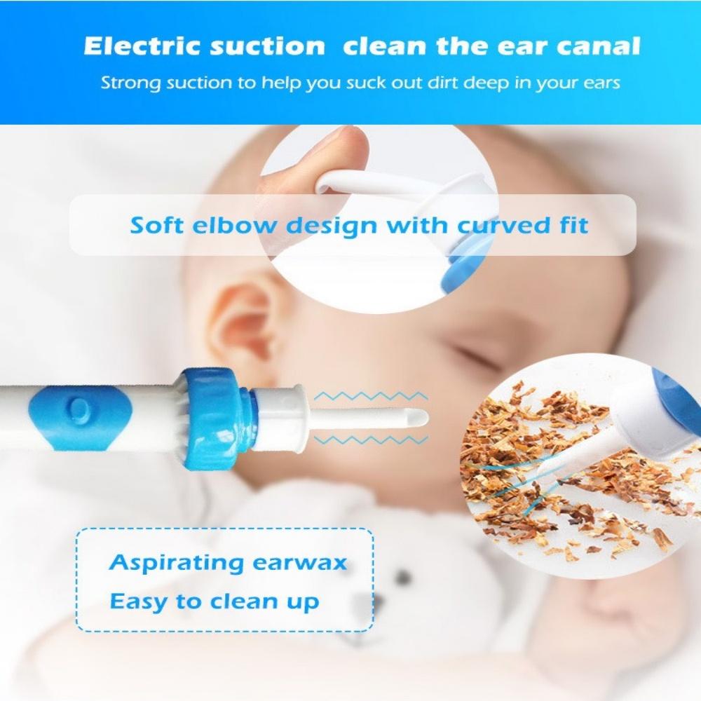 1 Set Safe Vibration Painless Vacuum Electric Cordless Ear Wax Pick Cleaner Remover Spiral Ear-Cleaning Device Dig Wax Earpick