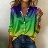 Camicia da donna, camicetta, stampa, bottoni, manica lunga, casual, basic, colletto, regolare