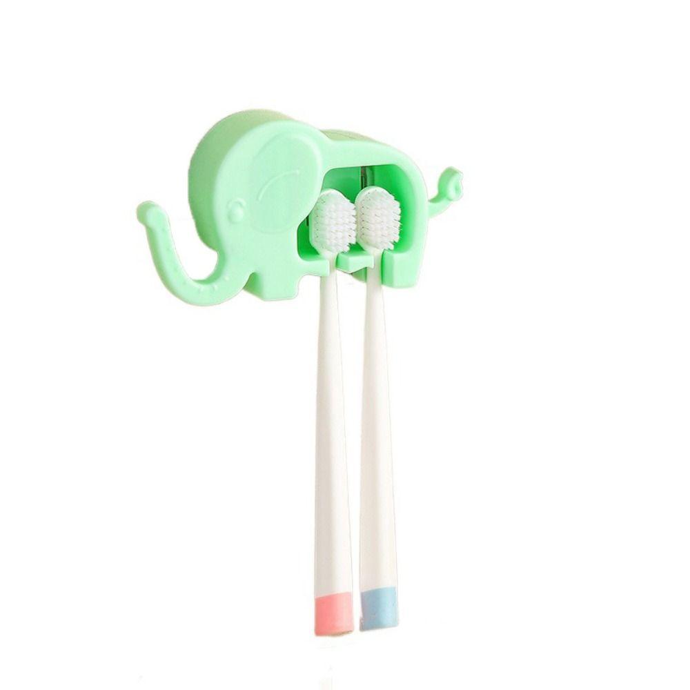 

Plastic Elephant Toothbrush Cup Holder Wall Mounted Sundry Storage Rack Bathroom циан