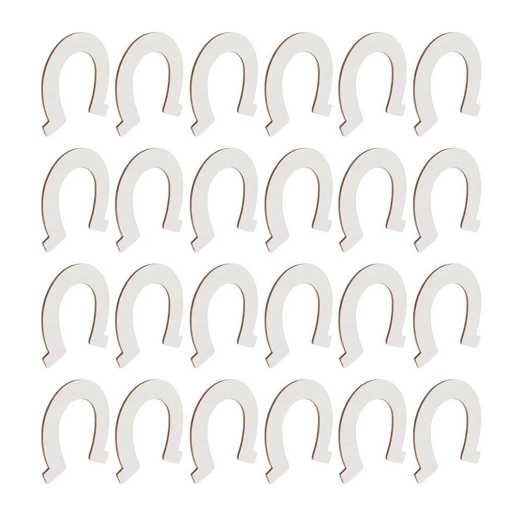 24Pcs DIY Wood Slices Horseshoe Shape Unfinished Cutouts Pendant HandMade Craft Decoration