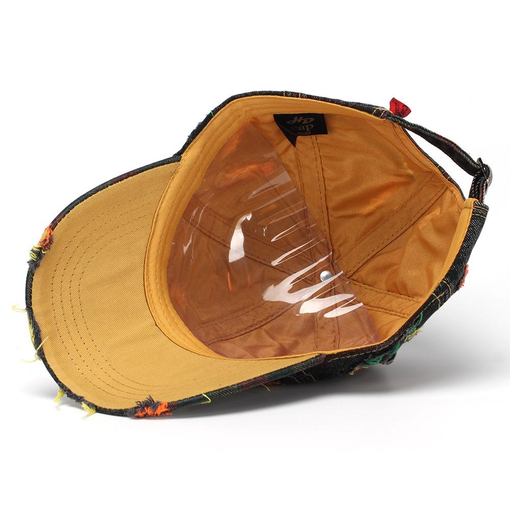 New Style Women Cap Tear Style Hole Vintage Colorful Lines Baseball Caps Female Casual Outdoor Streetwear Denim Hat