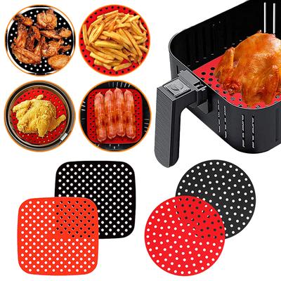 Wiederverwendbare Silikon-Luftfritteusenmatte, Antihaft-Dampfgarer-Pad, Back-Innenauskleidung, Kochmatte für Küchenzubehör, rund, quadratisch