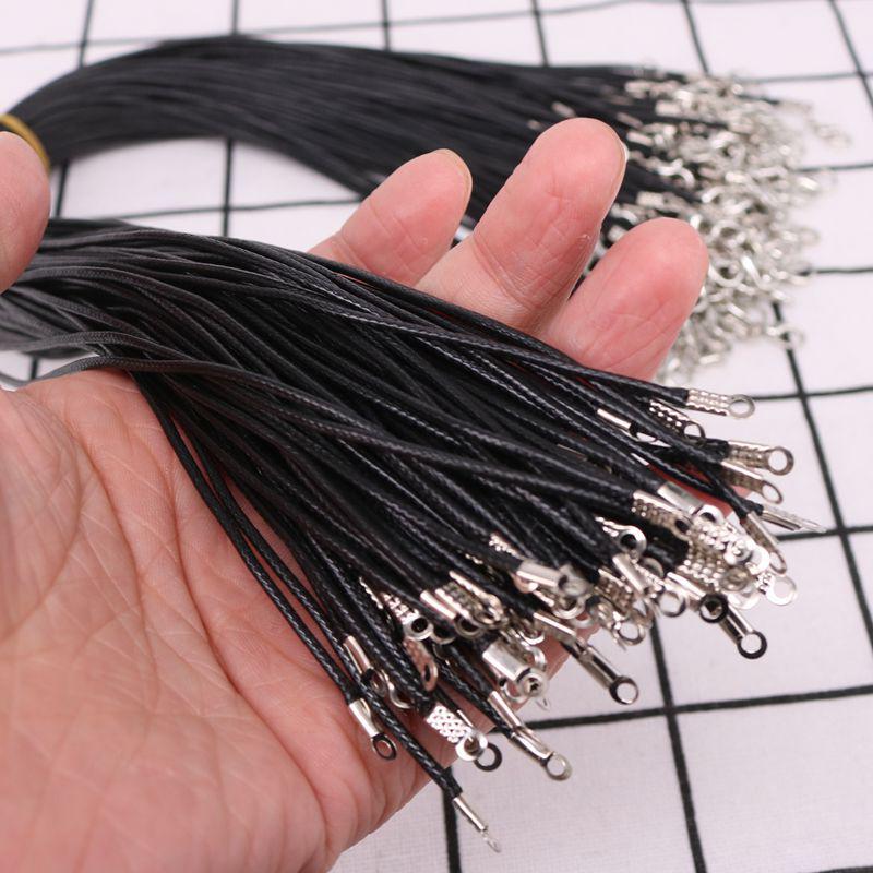 DIY Black Leather Necklace Cord with Lobster Clasp and Pendant Charm