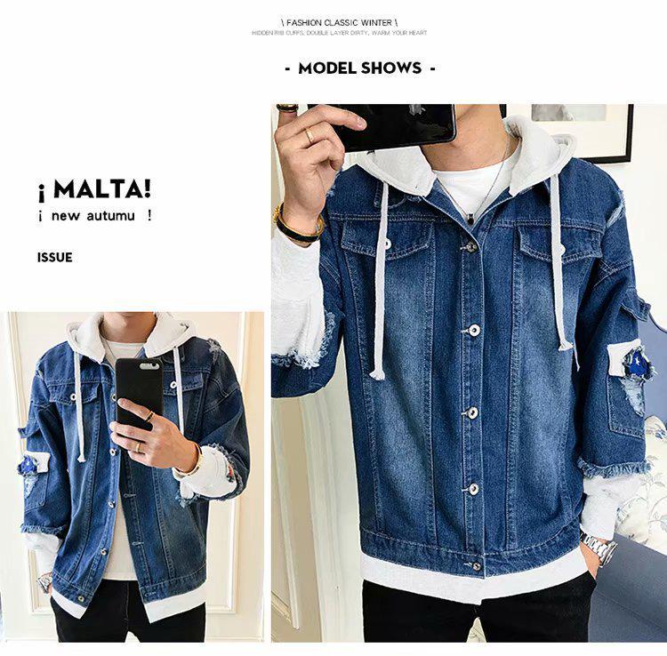 Herbst 2023 Japanischer Stil Herren Zweiteiler Kapuzen-Jeansjacke