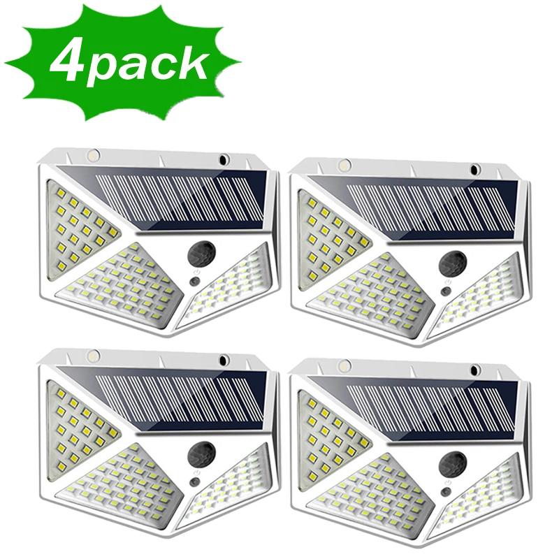 1~12PCS 100 LED Solar Power Wall Light Motion Sensor Waterproof Outdoor Garden Lamp Yard Waterproof Stairs Outdoor Wall Light