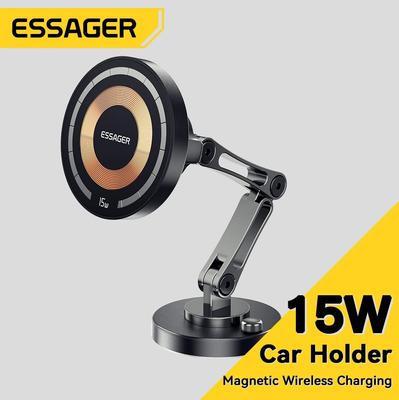 Essager 15W Manyetik Kablosuz Araç Telefonu Tutucu Ayarlanabilir Şarj Araba iPhone 15Pro Max Samsung Evrensel Telefon Tutucu Standı