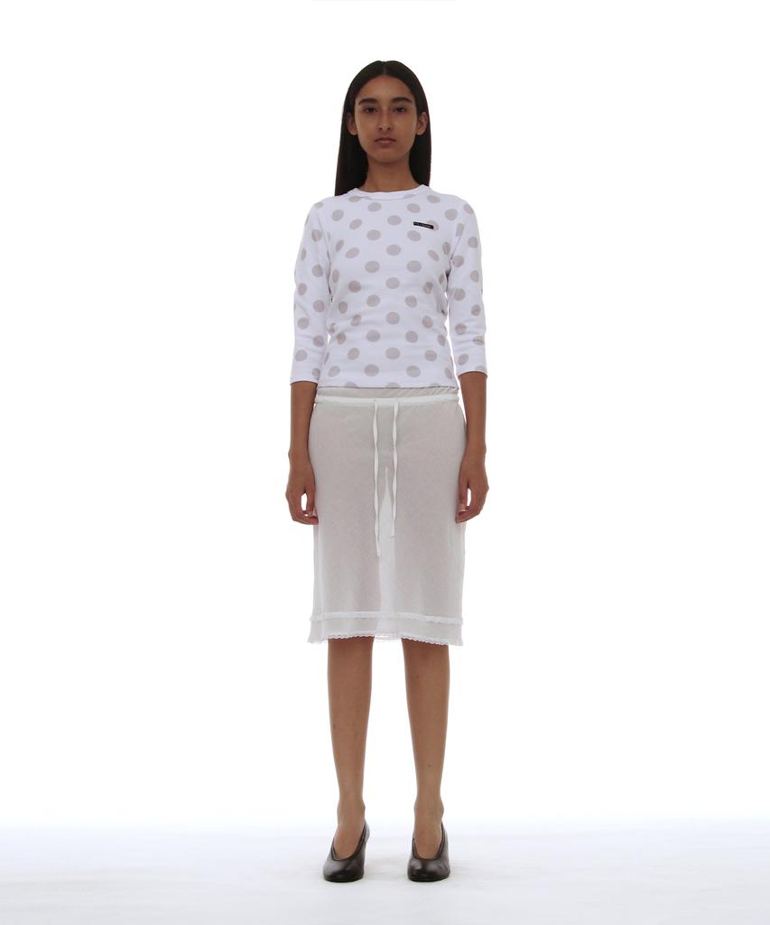 Partimento Woman Pwc Lace Trim Overlay Midi Skirt_White