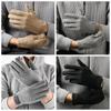 Solid Color Winter Velvet Mittens Keep Warm Full Finger Gloves Fashion Men Gloves Driving