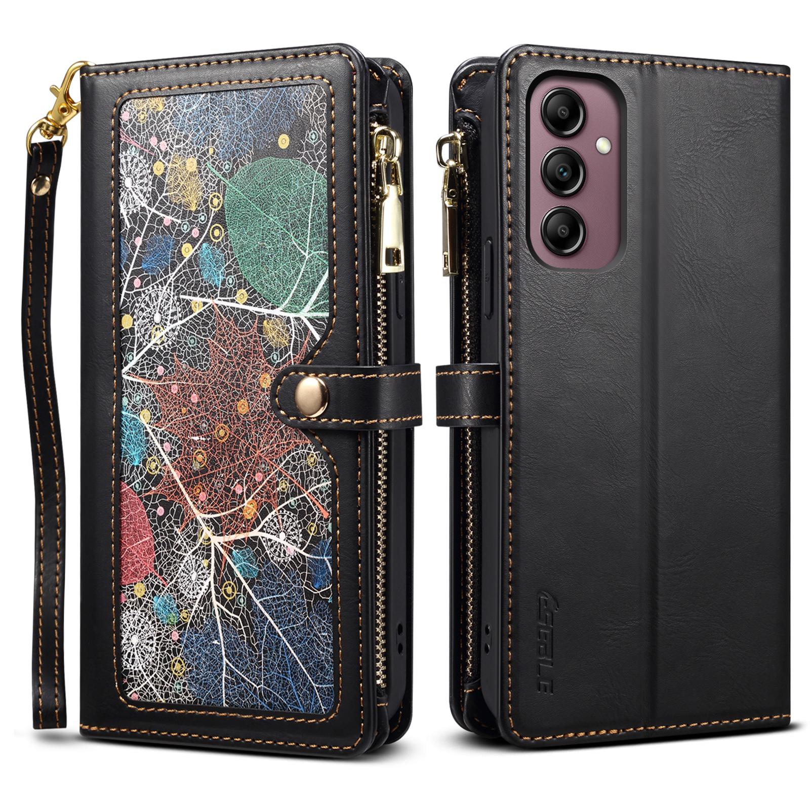 

ESEBLE Galaxy Series For Samsung Galaxy A26 5G Case Leather Zipper Phone Cover RFID Blocking Black