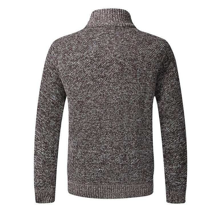 Chunky Knit Fleece-Lined Zipper Cardigan: Stand Collar Winter Sweater