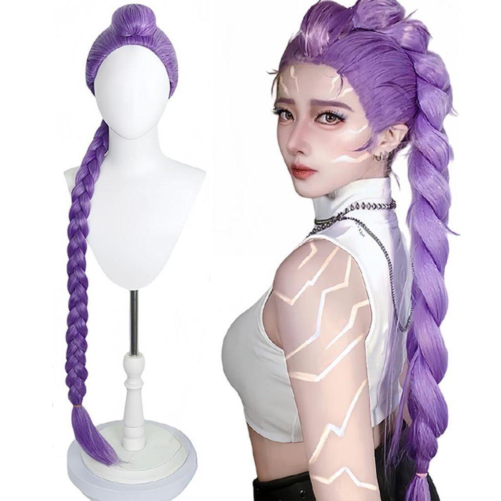 Adult Cartoon Cosplay Wig Rumi Purple Long Hair Heat Resistant Synthetic Wigs Carnival Props