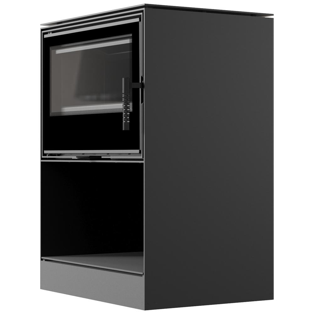 Wood burning steel stove KRATKI KARI 70 Ø 150 8 kW recess for wood black thermotec self closing door