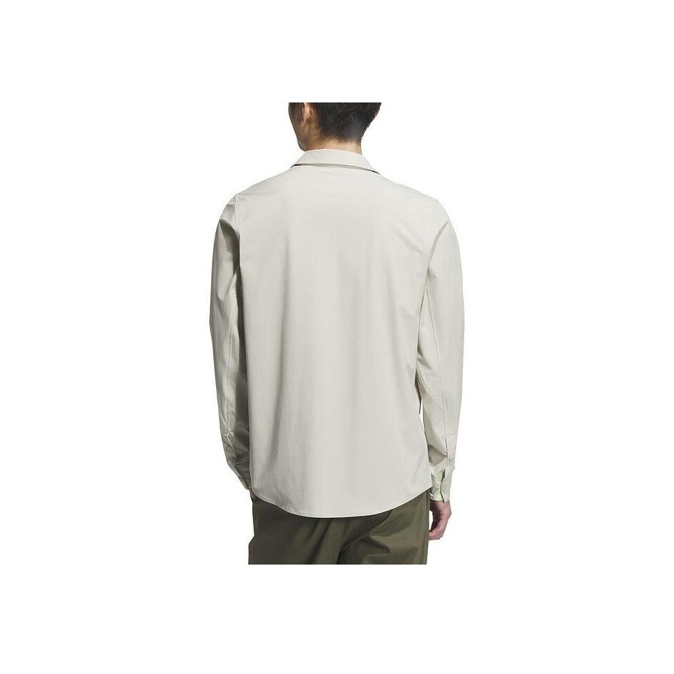 Adidas Solid Color Casual Sports Long Sleeve Shirt Men Shirts Light-Brown JE8598