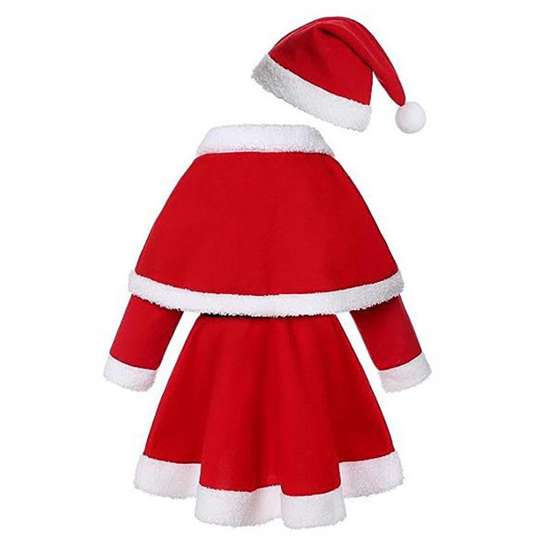 6 Pieces Christmas Elf Costume Red Shawl Winter Girls Boys Clothes With Hat For Christmas Eve Party New Year Children Outfit Set