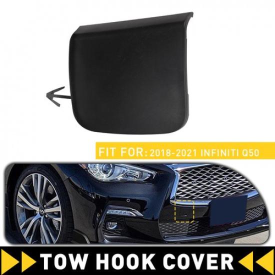 For Infiniti Q50 2018- Front Bumper Tow Eye Hook Cover Cap Black Plastic New