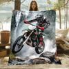 1pc Motorbike Rider In Action Blanket-Lightweight Flannel Home Furnishings Bedding Blanket Suitable for Sofas Beds Travel Camping Living Roo