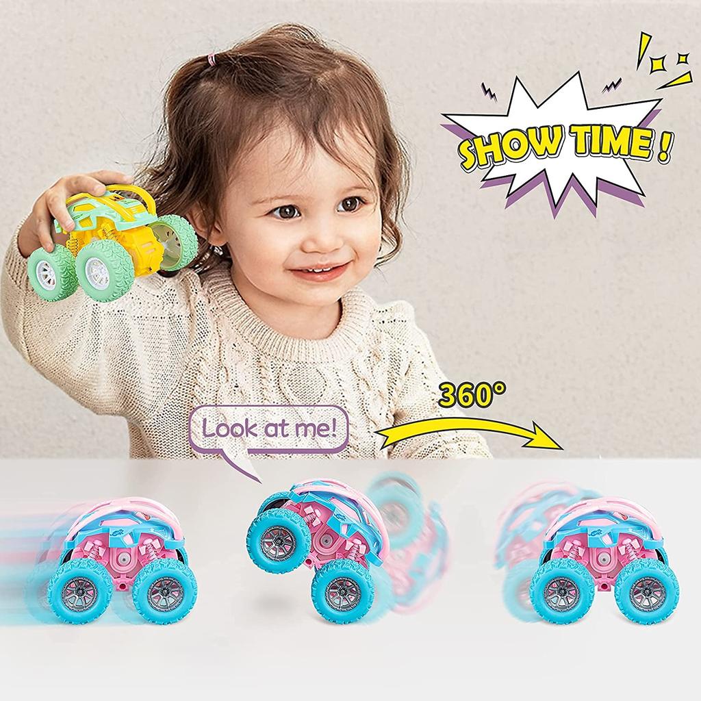 Graziosi set di veicoli Push & Go a doppia direzione per regali per bambini piccoli, confezione da 3