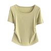 Plus Size Square Neck Standard Sleeve T-Shirt Loose Slimming Ribbed Base Top Versatile Breathable Soft Material Flattering Slim Women Top