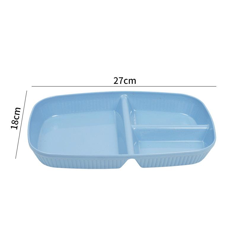 Household Simple Wheat Straw Compartment Dinner Plate Multifunctional Dinner Plate Noodles Vegetables Breakfast Plastic Plate