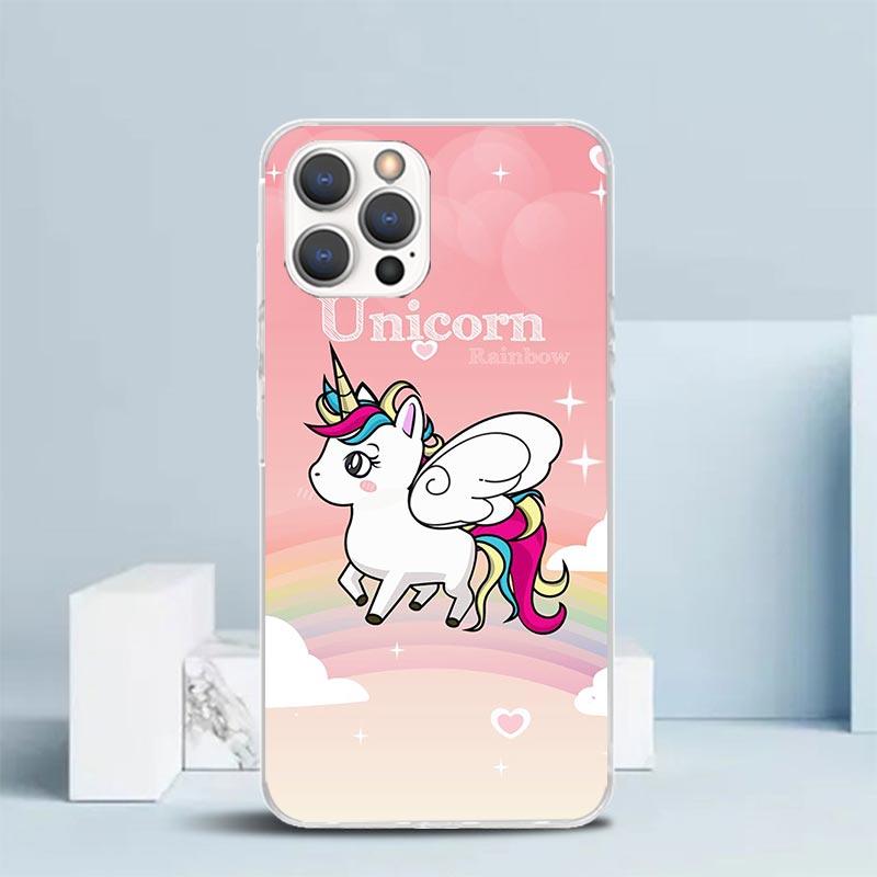Pink Unicorn Rainbow Phone Case For IPhone 16 17 Air 16E 15 14 Plus 13 Mini 12 11 Pro Max 7 8 + SE 2020 Soft TPU Back Cover 16 1
