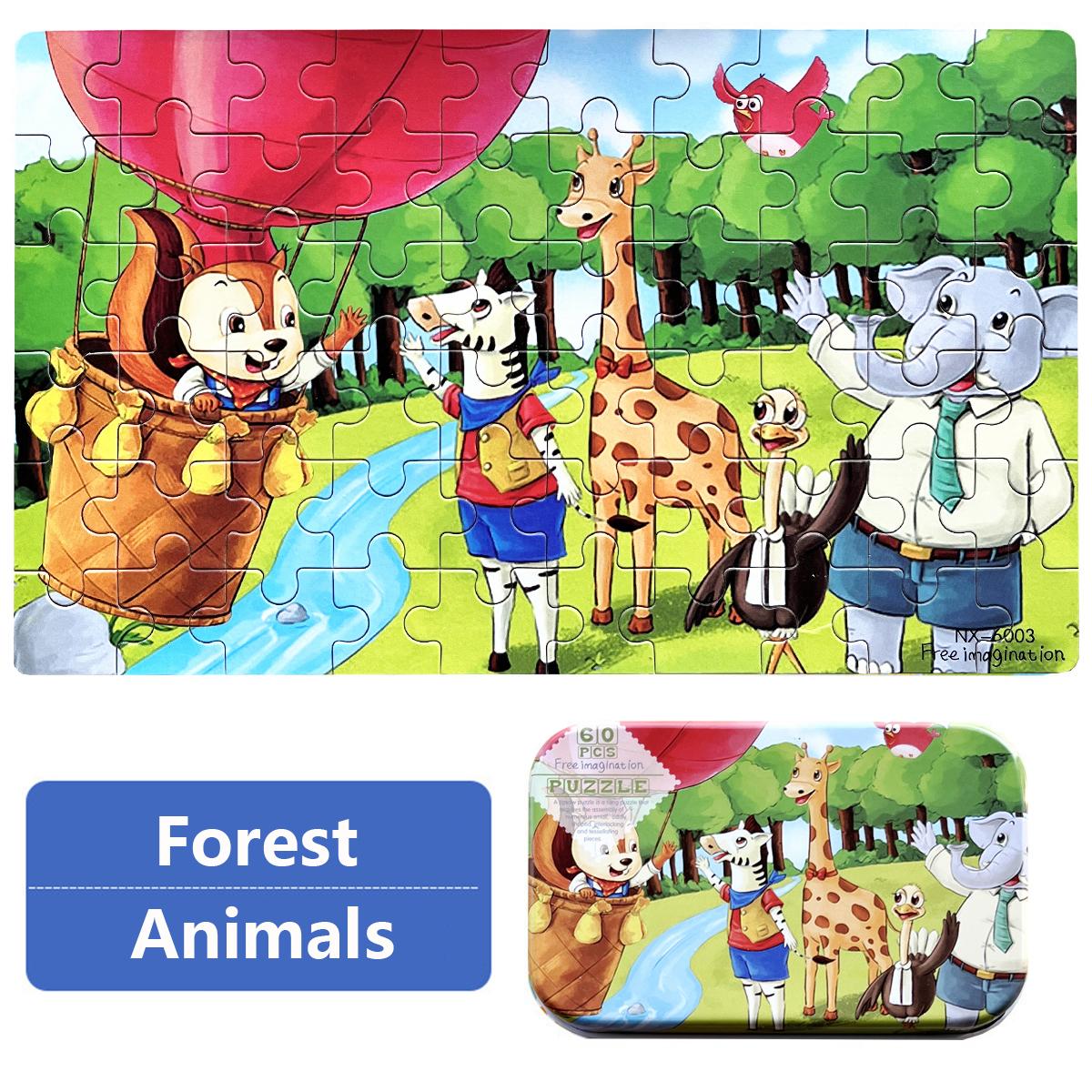 

60piece Cartoon Animal & Vehicle Dinosaur Jigsaw Puzzles Montessori Educational Toys for Kids Christmas Gift
