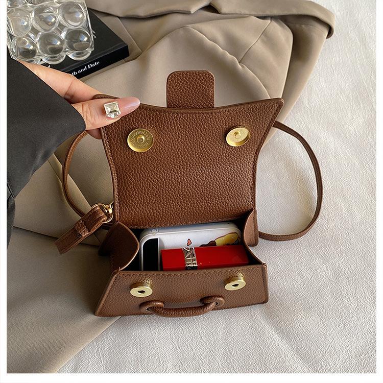 Fashion Mini Top Handle Bag for Women PU Leather Crossbody Bag Elegant Flap Shoulder Purse Small Messenger Handbag with Adjustable Strap