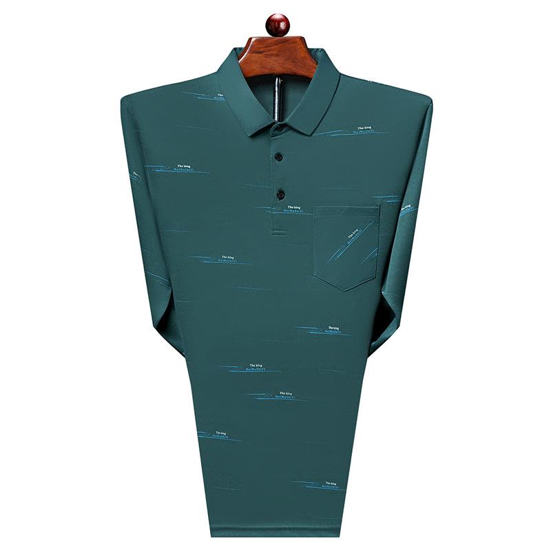 

Мужская рубашка поло, весенняя и осенняя мужская футболка с длинными рукавами, повседневная модная рубашка поло с буквами для мужчин среднего возраста XXXXL