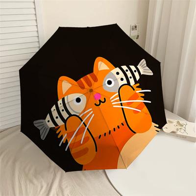 Adorable Cat with Fish Print Umbrella: Perfect for Outdoor Adventures, Auto-Opening & Closing, Lightweight and Durable, Ideal As a Gift 187