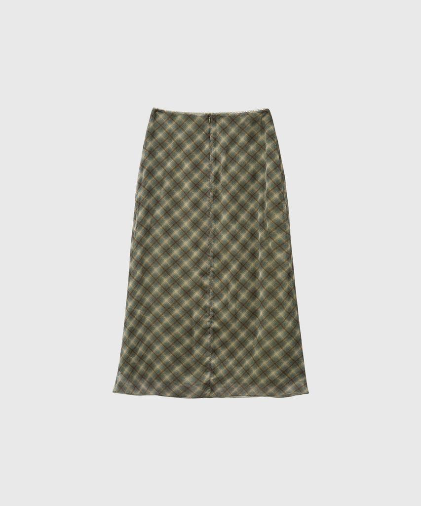 General Idea Check Sheer Long Skirt [Khaki] / Gf2Lsk510