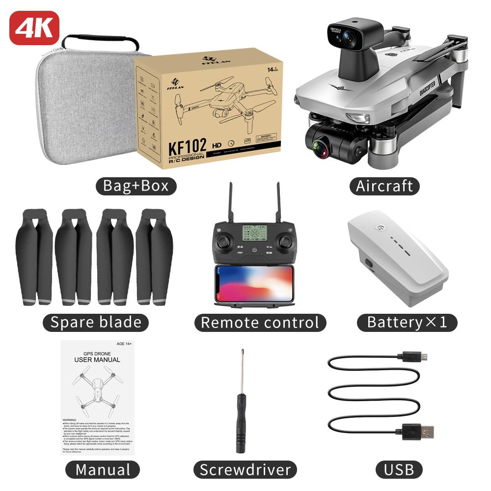 KF102MAX Drone 4K HD Câmera 2.4G WiFi GPS 2-Axis anti vibração Gimbal Quadcopter Motor Brushless