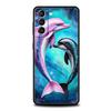 Ocean Animal Cute Dolphin Sea Turtle Phone Case For Samsung Galaxy S26 Ultra S25 Plus S24 FE S23 S22 5G S21 S20 Cover Black Soft