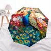 1pc Peacock Floral Outdoor Umbrella Automatic Opening/Closing, Foldable Design, 8-Rib Iron Frame, Festival Gift for Fans, Travelers, Daily Use.R0