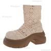 Autumn Platform Thick Bottom Woman Ankle Boot Hollow Out Breathable Shoes Ladies Elegant Lace Mordern Sandalias Booties