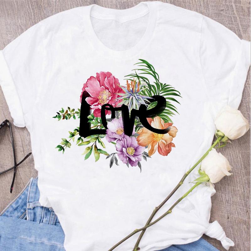 New Women T Shirt Gold Letter Love Print T Shirt Female Short Sleeve Tops Tee 90s Girls Black T-shirt Women Casual Tee Shirts